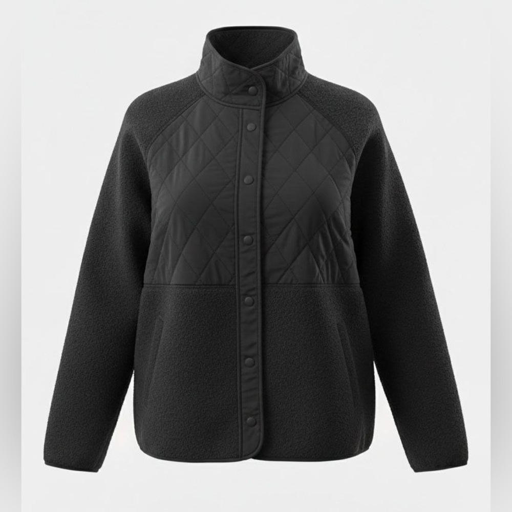 🔥🔥🔥NWT Gapfit Women's Fleece Sherpa Jacket Black - Picture 2 of 4
